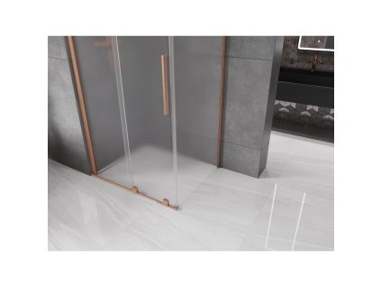 MEXEN/S - Velar sprchový kout, posuvné dveře 100 x 80, dekor, měď kartáčovaná 871-100-080-31-65