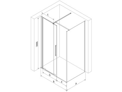 MEXEN/S - Velar sprchový kout, posuvné dveře 100 x 85, dekor, černá 871-100-085-31-70