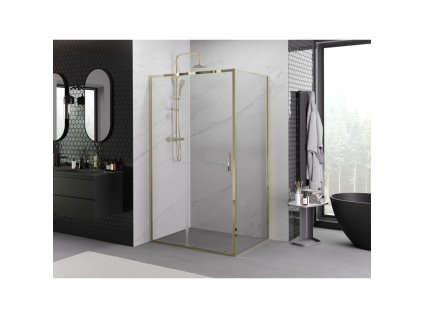 MEXEN/S - Exo sprchový kout, posuvné dveře 155 x 70, transparent, zlato 8151-155-070-50-00