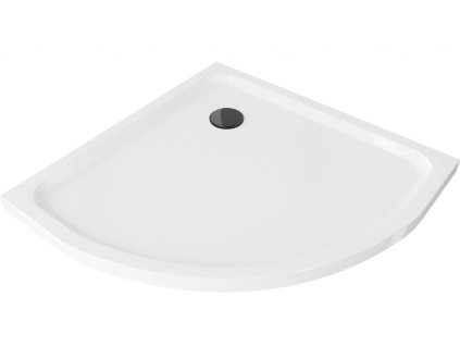 MEXEN/S - Flat sprchová vanička čtvrtkruhová slim 100 x 100, bílá + černý sifon 41101010B