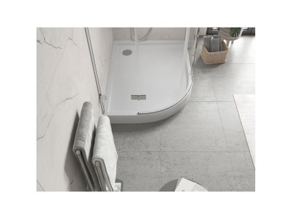 MEXEN - Flow+ Sprchová vanička čtvrtkruh asymetrická pravá 100 x 80, bílá lesk 46Q108010RH