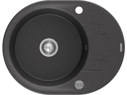 MEXEN - Kevin granitový dřez 1 s odkapávačem 586x458 mm,černá kropenatý, sifon chrom 6517581005-76