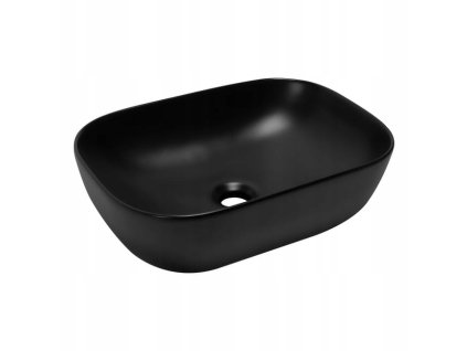 REA - HESTIA ČERNÉ MATNÉ OBDÉLNÍKOVÉ UMYVADLO NA DESKU 46 x 32,5 cm BASARO BAS-U1012
