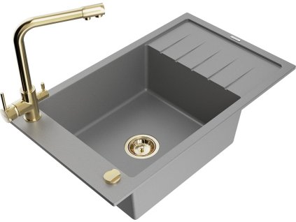 MEXEN/S - Elias granitový dřez 1-miska včetně baterie Duero, šedý 6511-71-671600-50