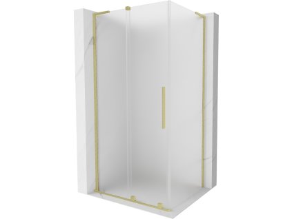 MEXEN/S - Velar L sprchový kout, posuvné dveře 90 x 70, dekor, zlato kartáčovaná 871-090-070-33-55