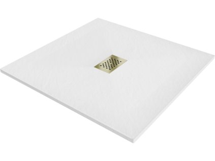 MEXEN/S - Hugo sprchová vanička SMC 100 x 100, bílá, krytka zlatá 42101010-G