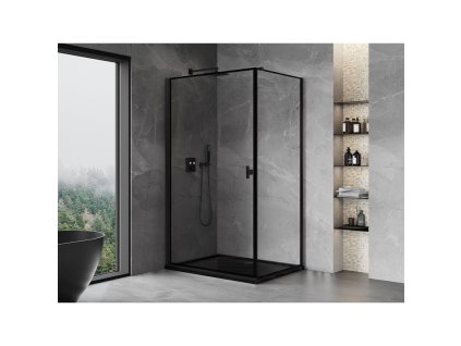 MEXEN/S - Mist-B  sprchový kout dveře křídlové levá 80 x 75, černá okraj, černá 8A2T-080-075-70-70-L