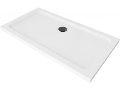 MEXEN/S - Flat sprchová vanička obdélníková slim 130 x 70, bílá + černý sifon 40107013B
