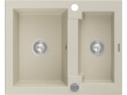 MEXEN - Carlos granitový dřez 1.5 582x475 mm, béžový, sifon chrom 6518581500-69