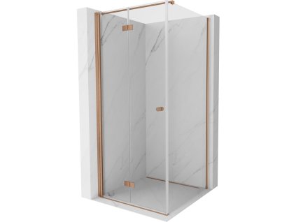 MEXEN/S - Mist-F sprchový kout skládací dveře levá 80 x 80, transparent, měď kartáčovaná 8A6T-080-080-65-00-L