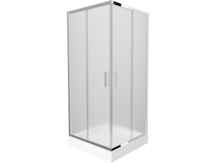 MEXEN/S - Rio čtvercový sprchový kout 90 x 90, mráz, chrom + vanička se sifonem Rio, bílá 860-090-090-01-30-4510