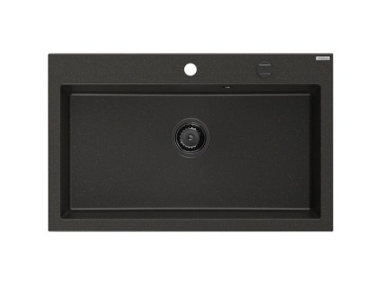 MEXEN/S - Elix granitový dřez 1-miska 800 x 500 mm, černá/zlatá metalik, sifon černá 6527801005-75-B