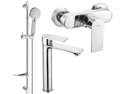 MEXEN/S - Royo DF40 Set umyvadlové a sprchová baterie s příslušenstvím, chrom 72214DF40-00
