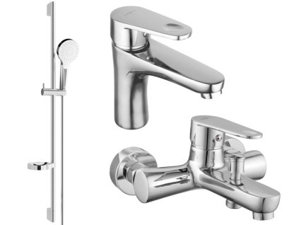 MEXEN/S - Kama DS05 Set umyvadlové a vanové baterie s příslušenstvím, chrom 72503DS05-00