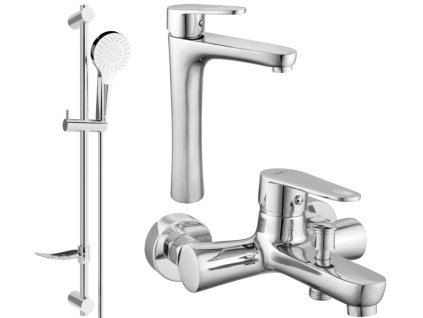 MEXEN/S - Kama DF05 Set umyvadlové a vanové baterie s příslušenstvím, chrom 72513DF05-00