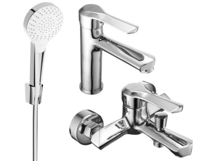 MEXEN/S - Saber R05 Set umyvadlové a vanové baterie s příslušenstvím, chrom 72103R05-00