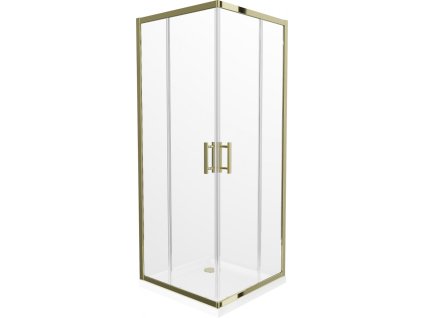 MEXEN/S - Rio sprchový kout čtverec 90x90, transparent, zlatá + bílá vanička se sifonem 860-090-090-50-00-4010G