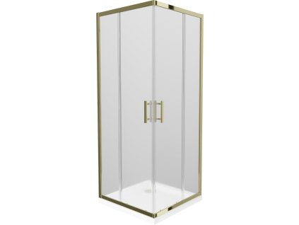 MEXEN/S - Rio sprchový kout čtverec 90x90, dekor, zlatá + bílá vanička se sifonem 860-090-090-50-30-4010G