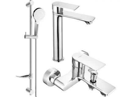 MEXEN/S - Royo DF05 Set umyvadlové a vanové baterie s příslušenstvím, chrom 72213DF05-00