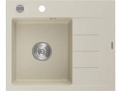 MEXEN - Ben granitový dřez 1 s odkapávačem levý 600 x 500 mm, béžová, sifon chrom 6522605000-69