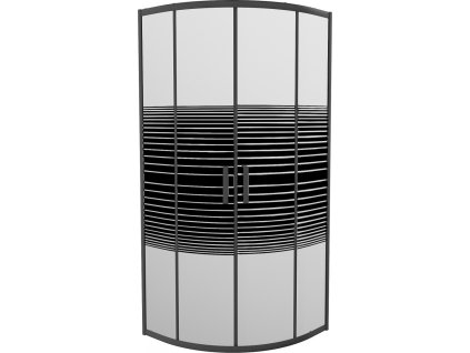 MEXEN - Rio sprchový kout čtvrtkruh 90 x 90, pruhy, černá 863-090-090-70-20