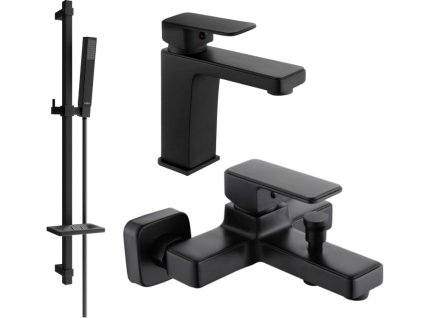MEXEN/S - Cetus DQ77 SET vanová a umyvadlová baterie, černá 744303DQ77-70