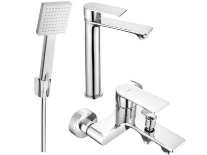 MEXEN/S - Royo R45 Set umyvadlové a vanové baterie s příslušenstvím, chrom 72213R45-00