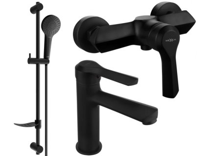 MEXEN/S - Saber DF05 Set umyvadlové a sprchové baterie s příslušenstvím, černá 72104DF05-70