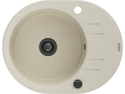 MEXEN/S - Kevin granitový dřez 1 s odkapávačem 586 x 458 mm, béžová, + černý sifon 6517581005-69-B