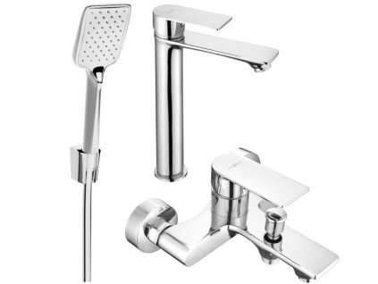 MEXEN/S - Royo R62 Set umyvadlové a vanové baterie s příslušenstvím, chrom 72213R62-00