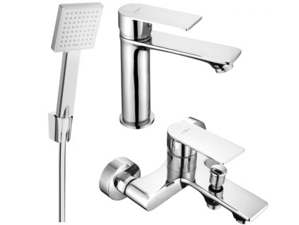 MEXEN/S - Royo R45 Set umyvadlové a vanové baterie s příslušenstvím, chrom 72203R45-00