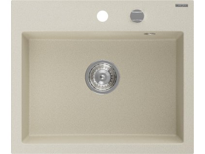 MEXEN - Oscar granitový dřez 580 x 490 mm, béžová, sifon chrom 6519581000-69