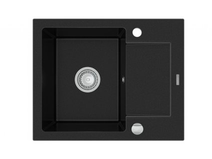 MEXEN - Enzo granitový dřez 1-mísa dřez s vypouštěním krátký odkapávač 576x465 mm, černá 6506571005-77