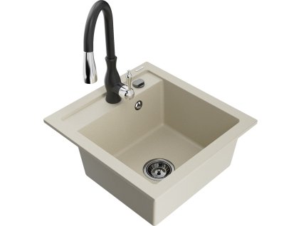MEXEN/S - Vito granitový dřez 1-miska včetně baterie Savita, béžová 6503-69-672601-70