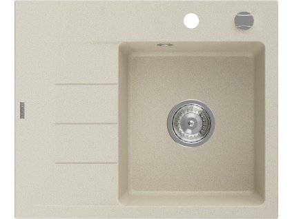 MEXEN - Ben granitový dřez 1 s odkapávačem pravý 600 x 500 mm, béžová, sifon chrom 6523605000-69