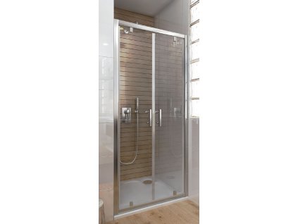 Sprchové dveře dvoukřídlé pivotové, 900mm, transparentní čiré sklo, rám elox