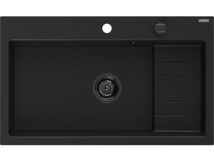 MEXEN/S - Omar granitový dřez 800 x 480 mm, černá, černý sifon 6520801005-77-B