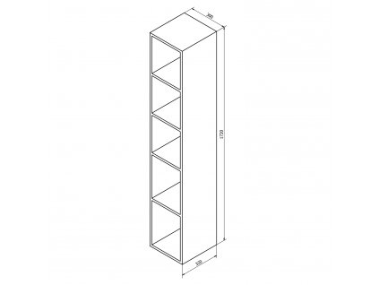 ESPACE otevřená policová skříňka 30x172x32cm, bílá