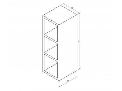 ESPACE otevřená policová skříňka 20x60x22cm, dub stříbrný