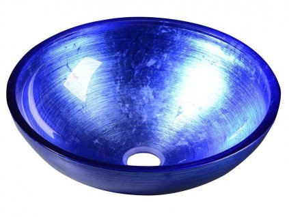 MURANO BLU skleněné umyvadlo na desku, průměr 40cm, modrá