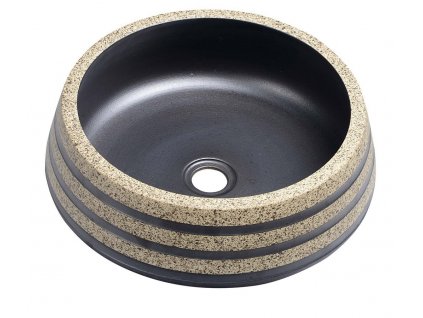 PRIORI keramické umyvadlo na desku, Ø 41cm, černá/kámen