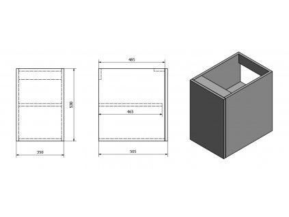 TREOS skříňka spodní dvířková 35x53x50,5cm, pravá/levá, dub Collingwood