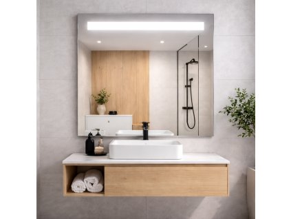LED zrcadlo Naturel 60x65 cm – bezrámové, denní bílá, spodní podsvícení  + slevový kód