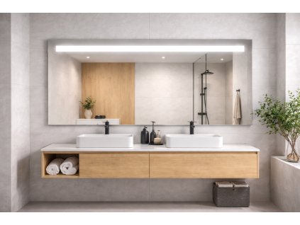 LED zrcadlo NATUREL v kombinaci se světlým dubem krása, široké