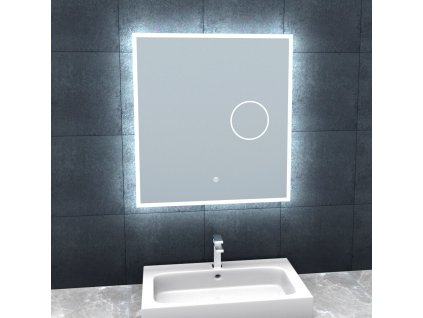 Zrcadlo s LED osvětlením, kosmetickým zrcátkem 5 x zoom, 600x650x30 mm, nastavitelná teplota barvy světla