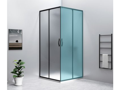 SIGMA SIMPLY BLACK sprchové dveře posuvné pro rohový vstup 800 mm, sklo Brick