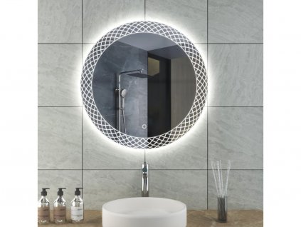 Kulaté zrcadlo Ø 80 cm s LED osvětlením a zdobeným okrajem