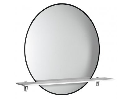 SHARON kulaté LED podsvícené zrcadlo s policí ø 80cm, černá mat ((E28904CI-01)