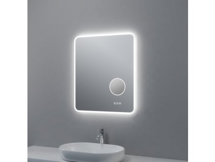 Zrcadlo s LED osvětlením, kosmetickým zrcátkem 5 x zoom, 700 x 600 mm, nastavitelná teplota barvy světla