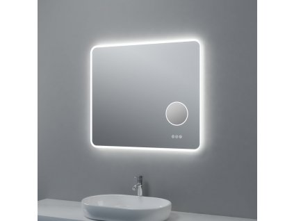 Zrcadlo s LED osvětlením, kosmetickým zrcátkem 5 x zoom, 700 x 800 mm, nastavitelná teplota barvy světla